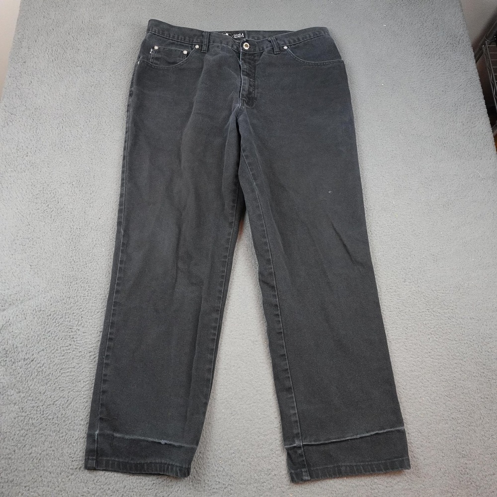 Lois Jeans Mens 38x30 Black Denim Straight Leg Five Pocket Zip Fly Relaxed Fit